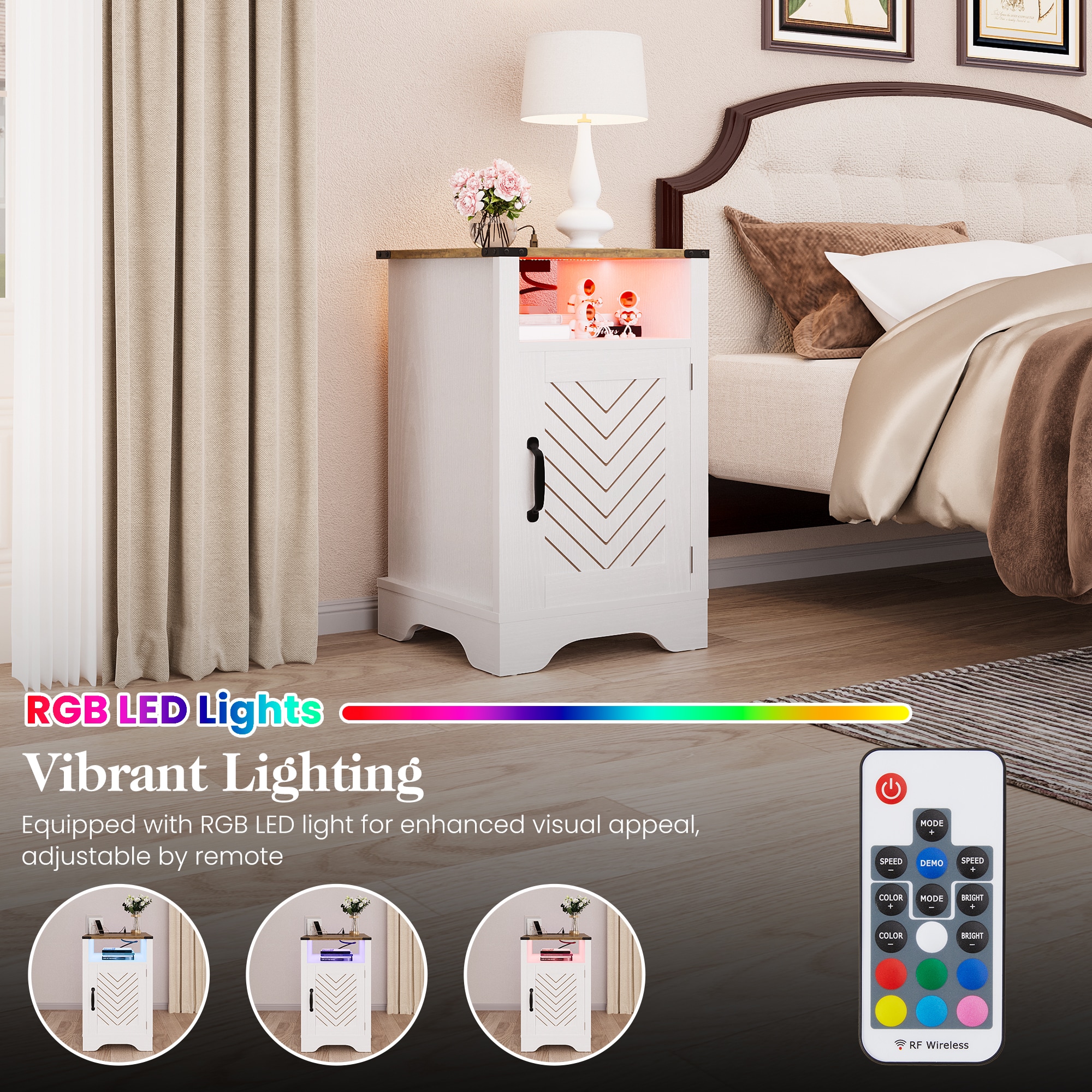 Set Of 2 Bedside Tables With Charging Station And Storage White_voghion.com